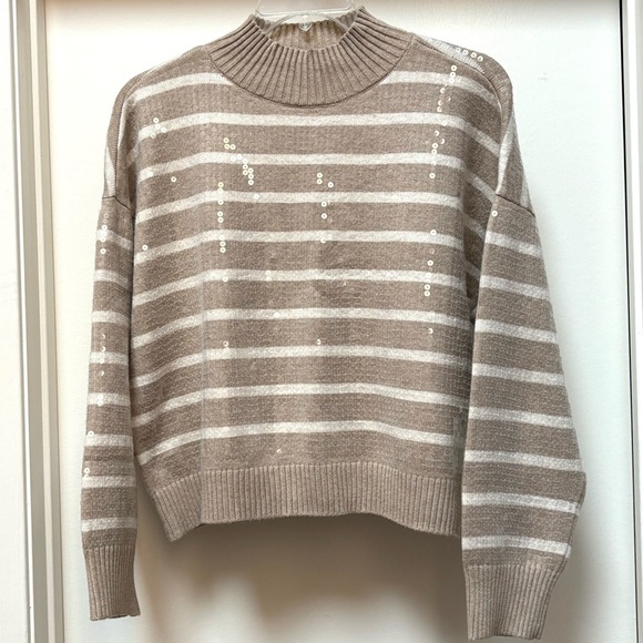 On 34th Women's Sequined Striped Mock-Neck Sweater Size XL - Picture 4 of 12